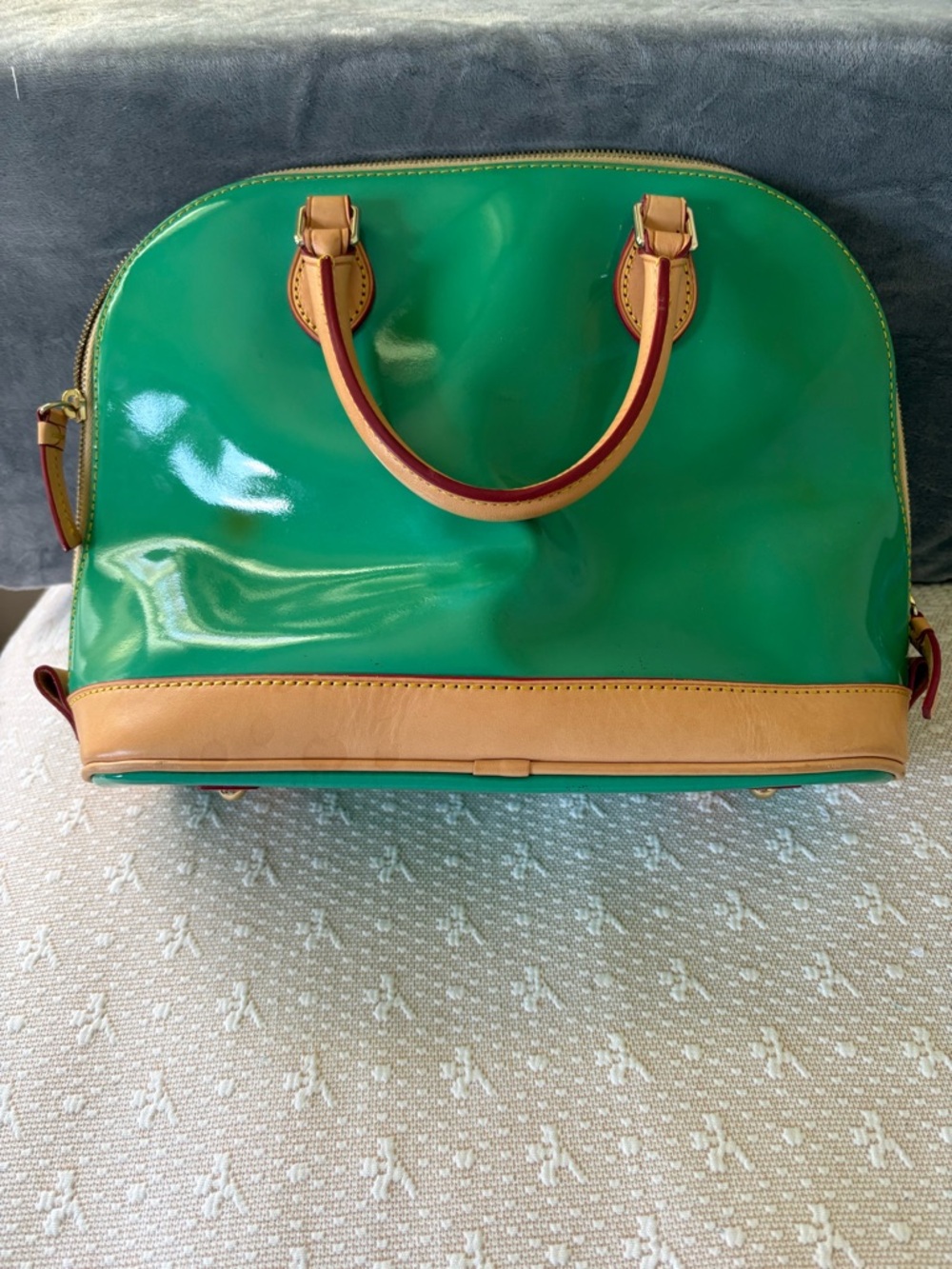 Dooney & Bourke Emerald Green Tote with Tan Trim